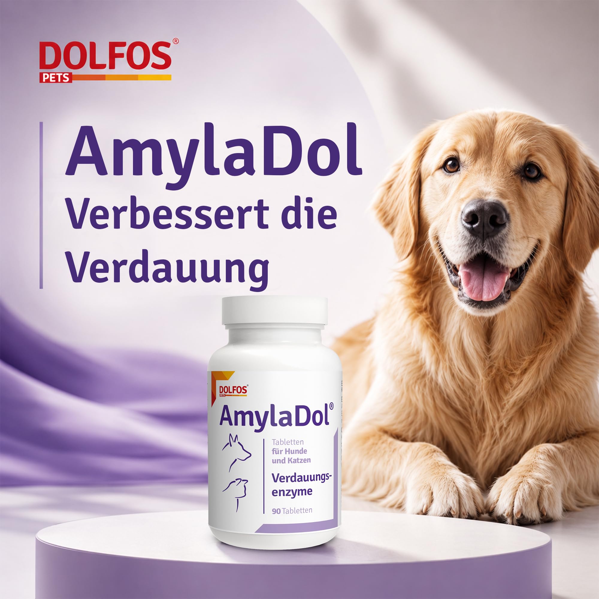 AmylaDol Verdauung Hund 90 Tabletten, Natürliche Verdauungsenzyme einschließlich Amylase, Lipase und Protease. Diätetisches Nahrungsergänzungsmittel bei Verdauungsstörungen bei Hund und Katze