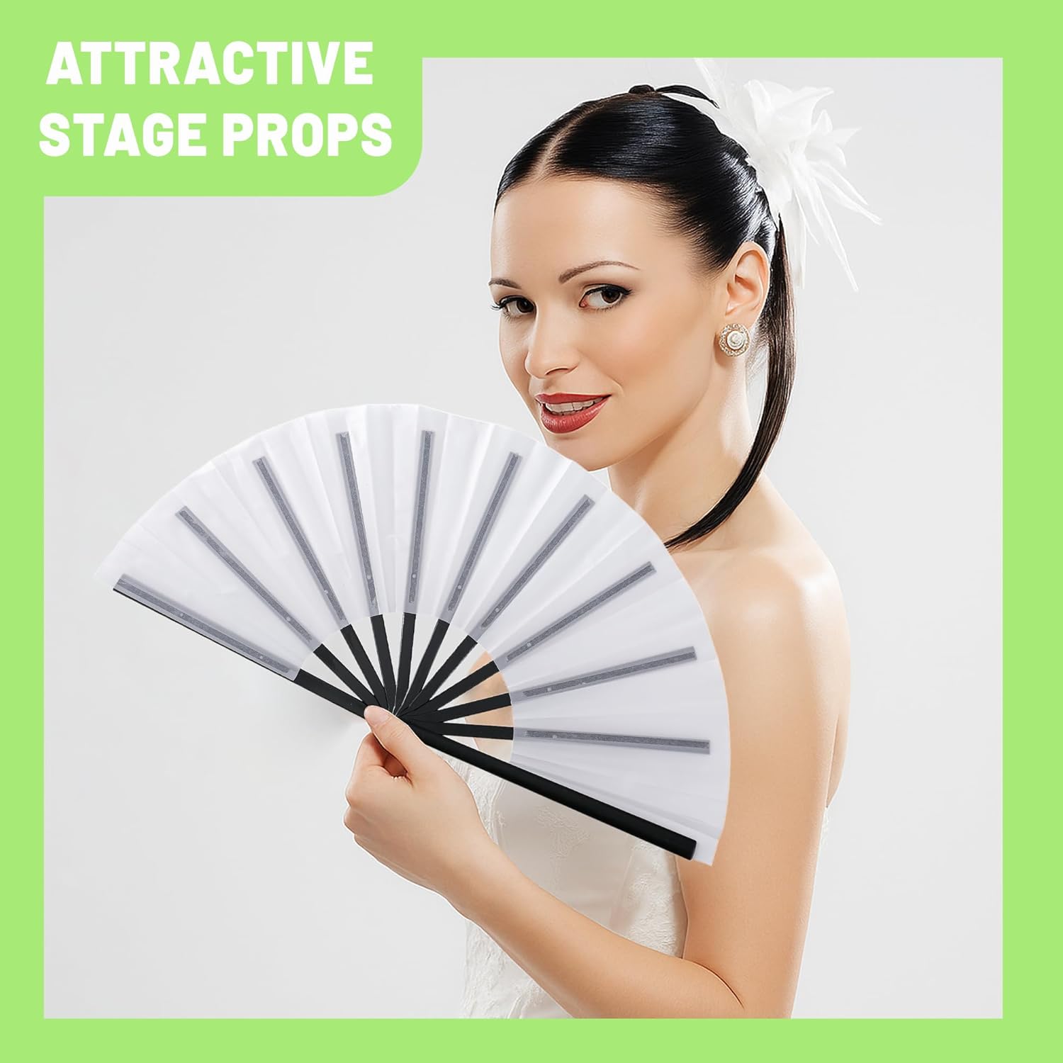 10 Pcs Large Chinese Folding Fans Line Dance Popping Fans Silk Hand Clack Sensus Kung Fu Tai Chi Handheld Sensus for Men Women Festival Line Dancing or Home Decorations Wedding with Fan Holder Sleeves