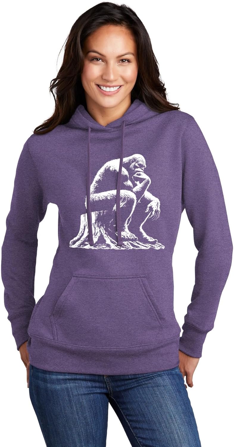 Go All Out The Thinker Bigfoot Sasquatch On A Tree Stump Funny Mens Women Youth Sweatshirt Hoodie