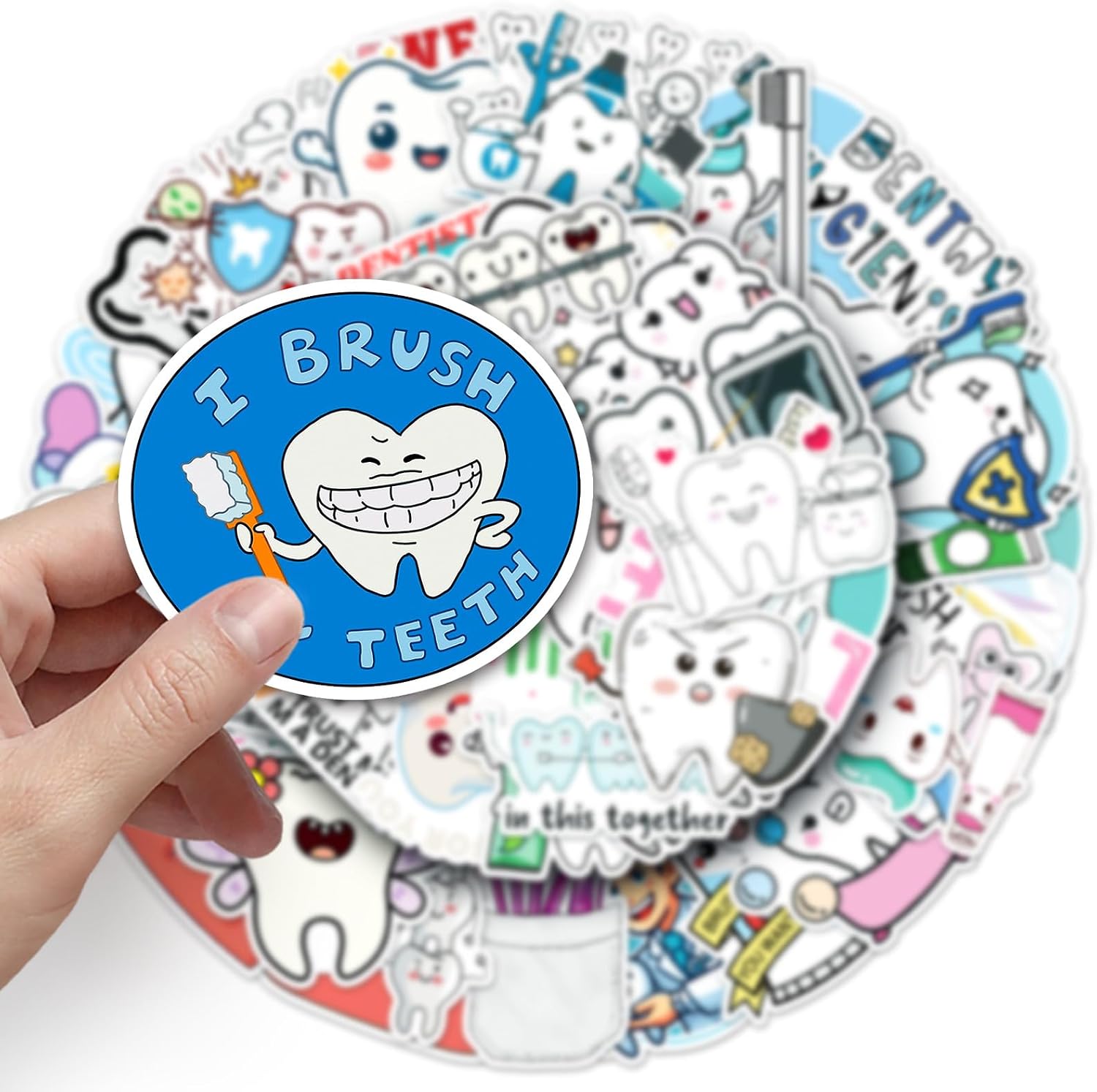 Stickers for Kids, Dental Health Stickers, Tooth Stickers Teeth Protect Waterproof Vinyl Decals for Bike Water Bottles Laptop Bicycle Refrigerator Cup Luggage Computer Mobile Phone Skateboard Decor