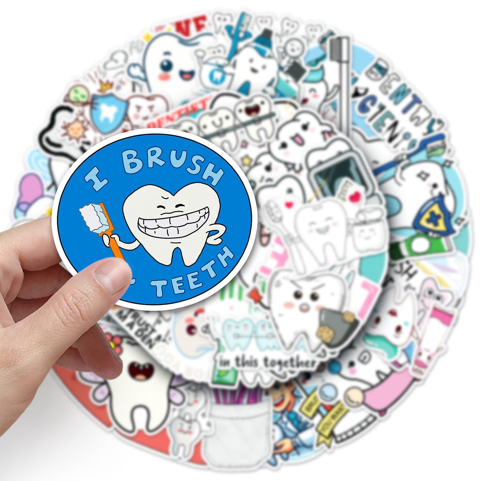 50PCS Teeth Stickers for Computer,Car,Phone,Scrapbook,Helmet,Water Bottle,Laptop,Skateboard - Image 3