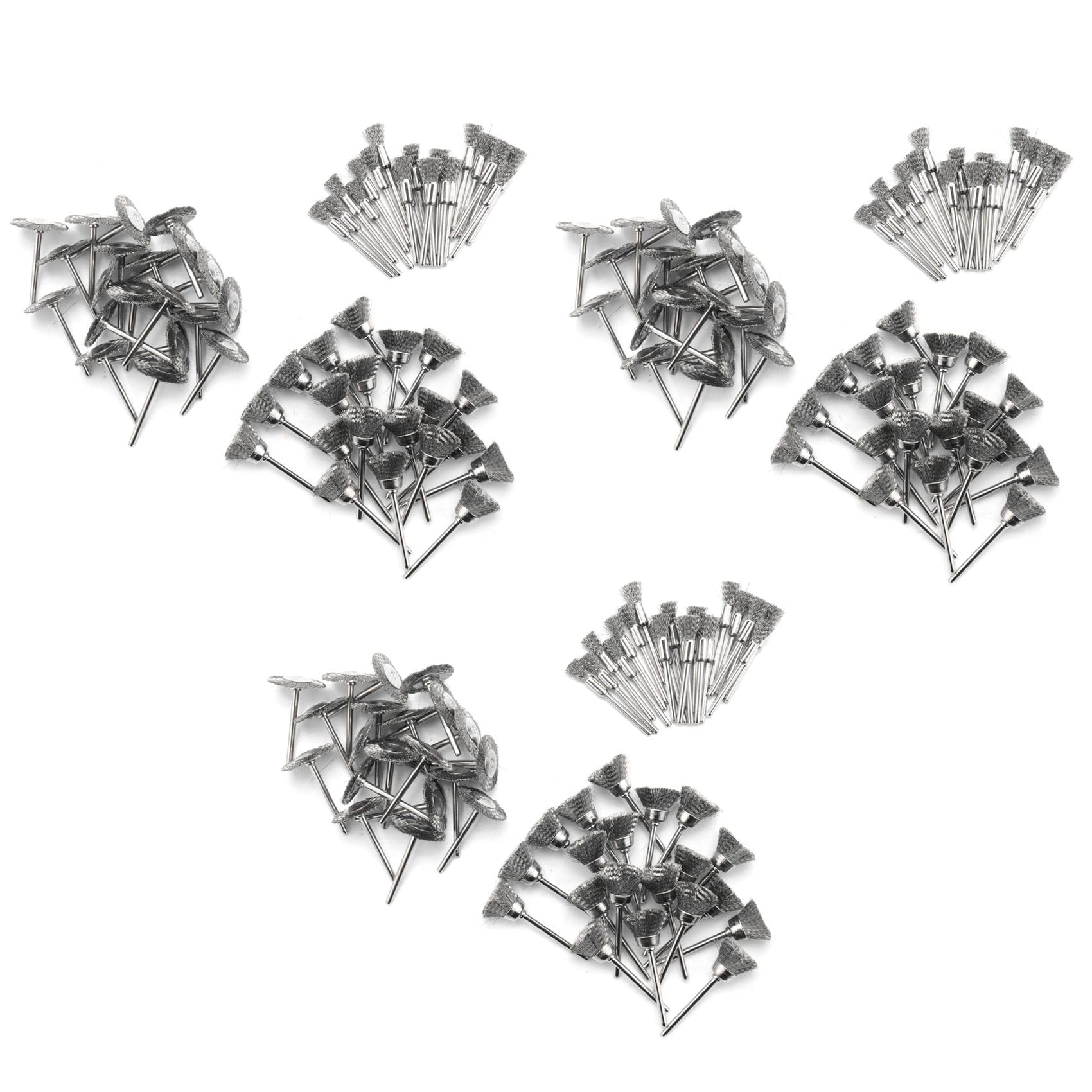 Jnchdghwa Silver Steel Rotary Brush For 180Pcs 3Mm Shank Wire Wheel Brush Mini Drill Rotary Tool For Metal Rust Polishing