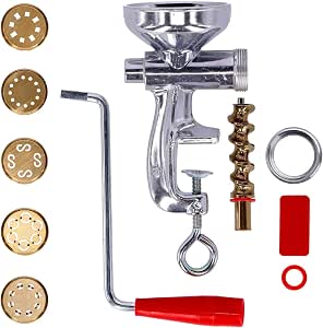 Torchio Per Pasta Manuale Montini - Con Elica In Ottone, 3 Trafile Ottone + 8 Resina, Made In Italy