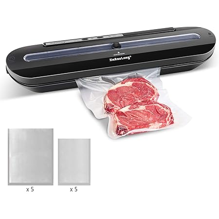 Homeasy Vacuum Sealer, Automatic Food Sealer Machine One-Touch Sealing/Vacuum for Dry Food Fresh Preservation with 10Pcs BPA-Free Seal Bags (Black)