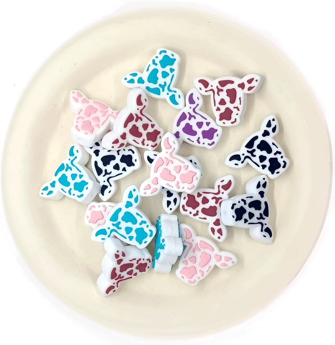 20PCS Cow Silicone Beads, Cow Shape Silicone Focal Beads, Animal Loose Beads Bulk for Pens Keychain Necklace Bracelet Lanyard Jewelry Making Accessories DIY Handicrafts - Image 5