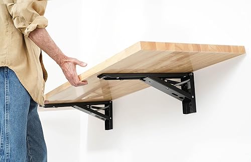 Miniatura 2 de SafeRacks Mesa plegable resistente para montar en la pared, banco de trabajo plegable con amortiguadores de cierre suave, opciones de 48 o 60