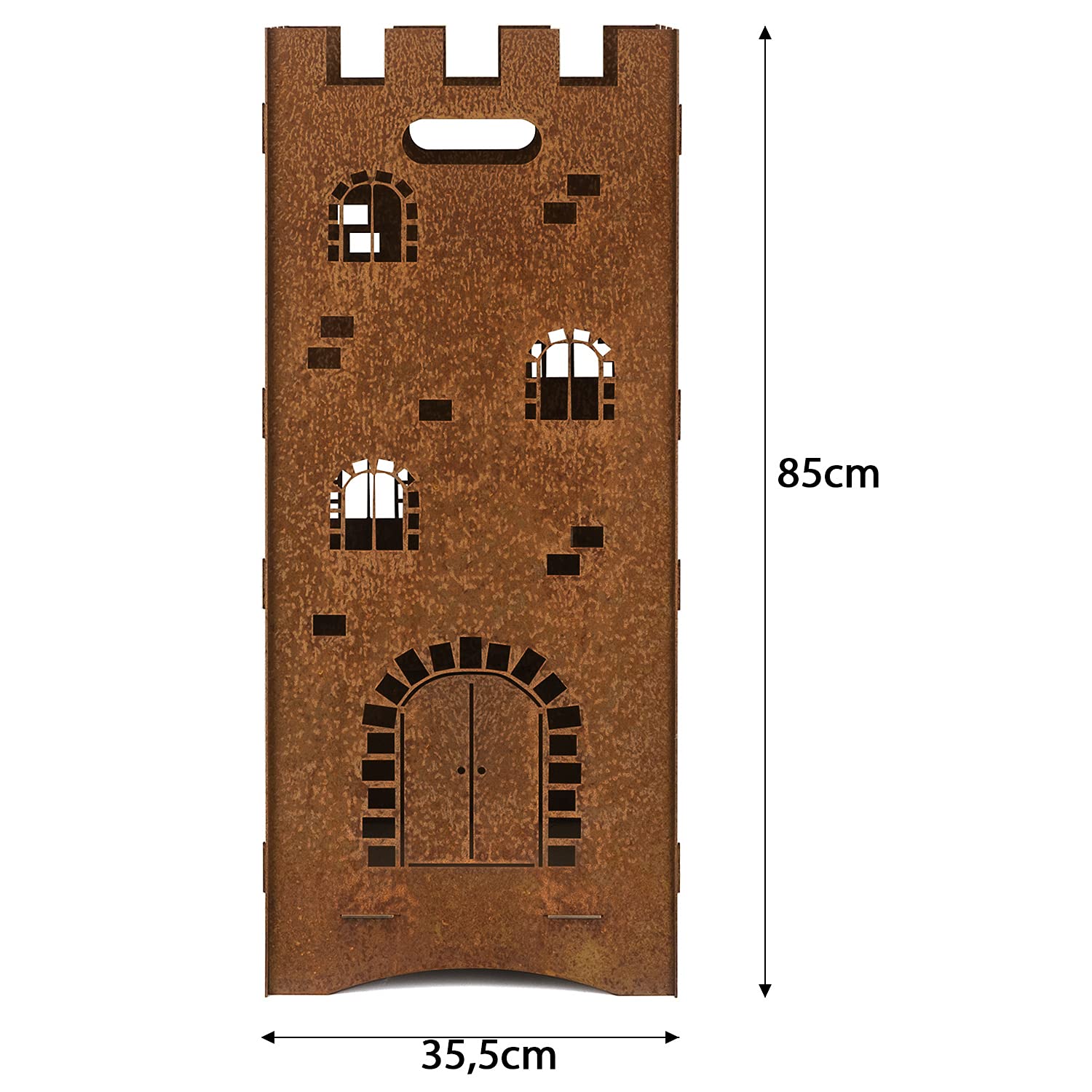 Moritz Braciere da 2 mm, in acciaio, 35 x 35 x 85 cm, utilizzabile per giardino, campeggio, esterni, braciere da fuoco a castello