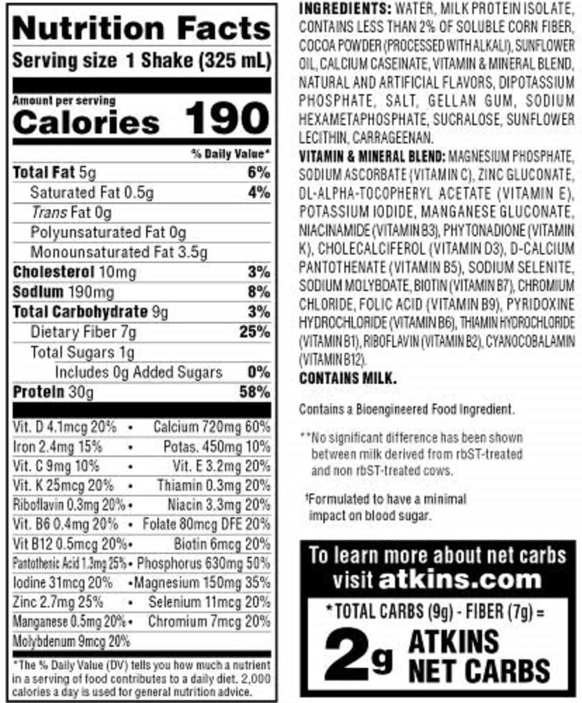 Atkins PLUS Protein-Packed Shake. Creamy Milk Chocolate with 30 Grams of High-Quality Protein. Keto-Friendly and Gluten Free. (12 Shakes) : Health & Household