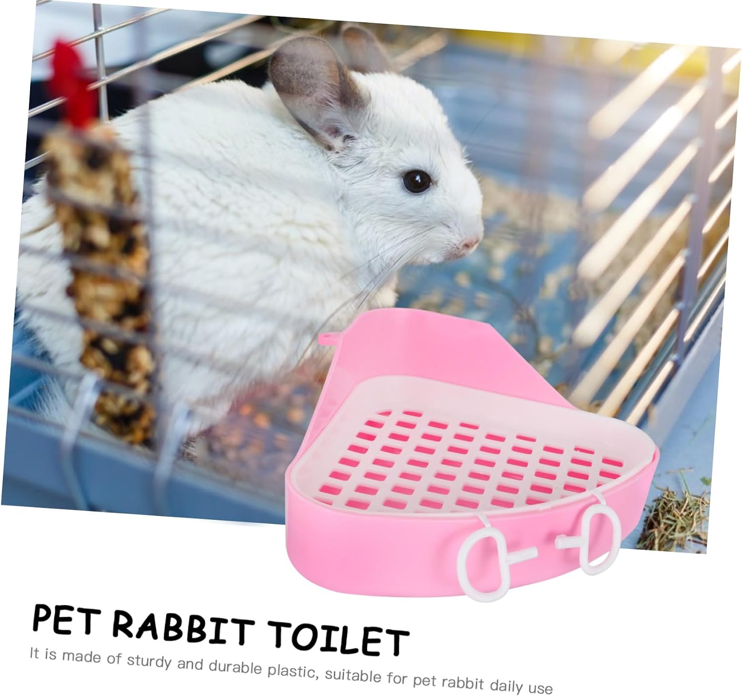 Levemolo Plastic Rabbit Toilet Box Litter Pan for Chinchilla Small Animal Potty Easy-Clean Design Fixed for Pet