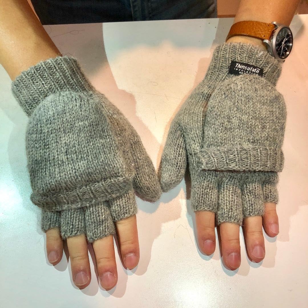 Oodoor's Thinsulate Fleece Lined Convertible Fingerless Wool Mittens - Image 2