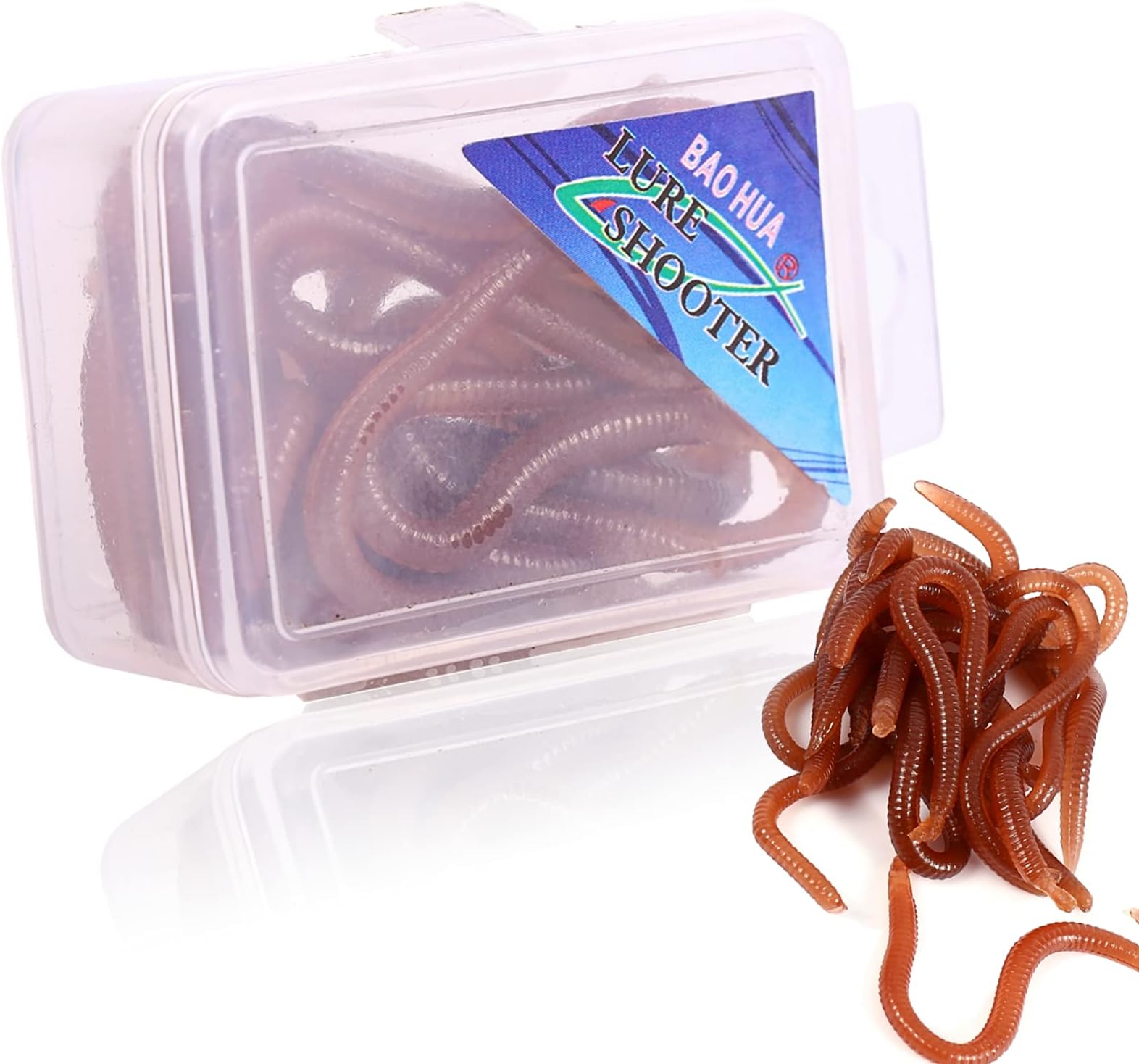 Worm Bass Fishing Lure Kit, Soft Plastic Worms Fishing Lures Wacky Bait, 10cm Lifelike Fishy Smell Fishing Lure Earthworm Baits With Box, Freshwater Saltwater Lure Bait, Fishing Tackle Kit