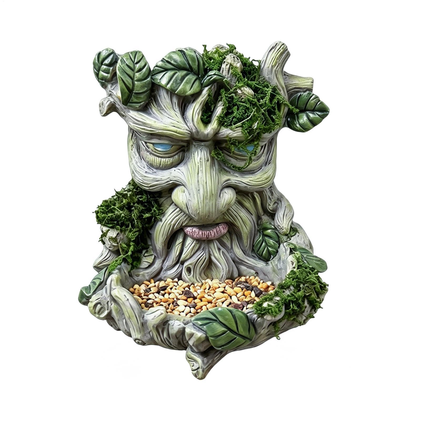 para pájaros con Cara de árbol – Escultura de máscara de guardián del Bosque de Resina 3D de 5,12 Pulgadas, Acento artístico de jardín Resistente a la Intemperie, Unidad de decoración colgant