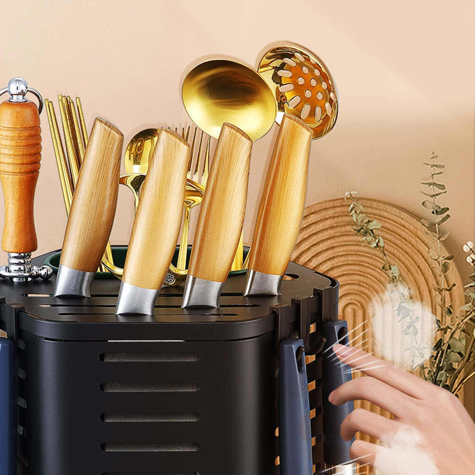 PANGBOER Étagère multifonction pour ustensiles de cuisine - Organisateur de baguettes - Support rotatif pour cuisine