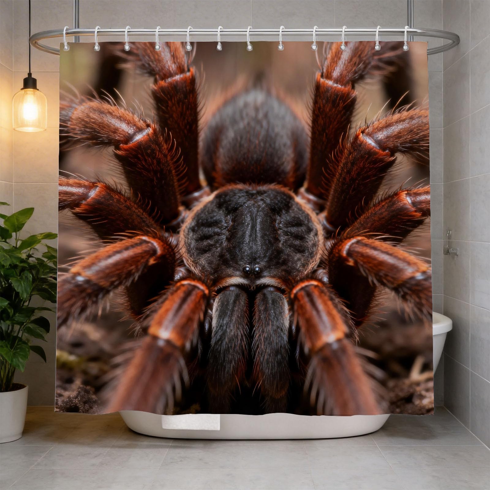 Hongduo 3D Tarantula Shower Curtain for Stalls Bathtubs Natural Bathroom Decor Shower Curtain Set Polyester Fabric Waterproof 120x180cm/48X71 Inch with Hooks