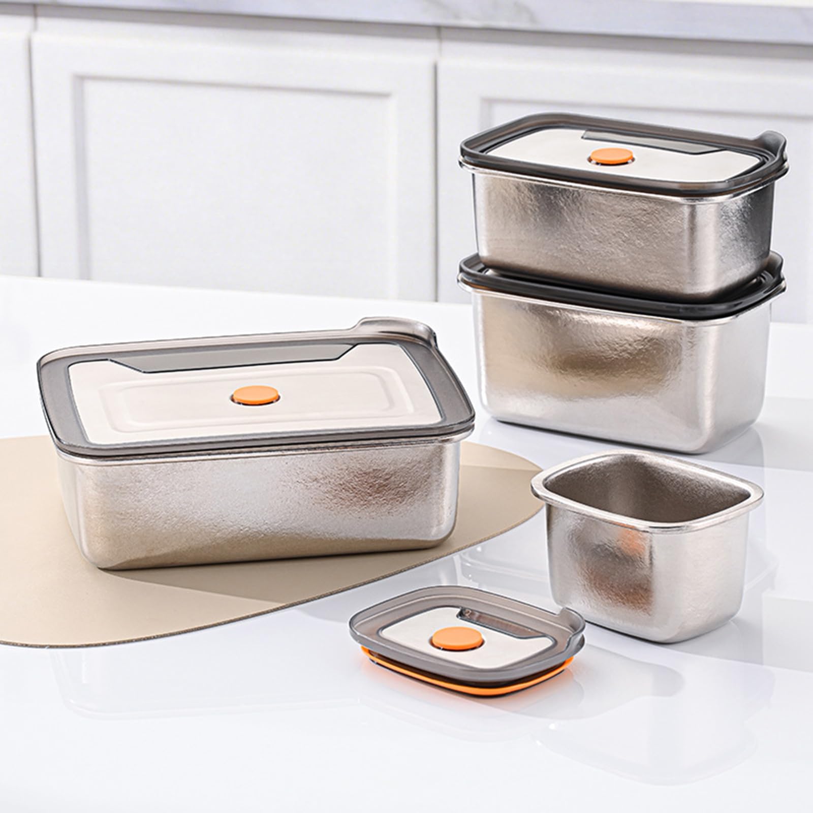 Contenitore per alimenti in metallo con coperchio e guarnizione resistente alle perdite, scatola per il pranzo per la preparazione dei pasti, avanzi e uso quotidiano in cucina Contenitore per il
