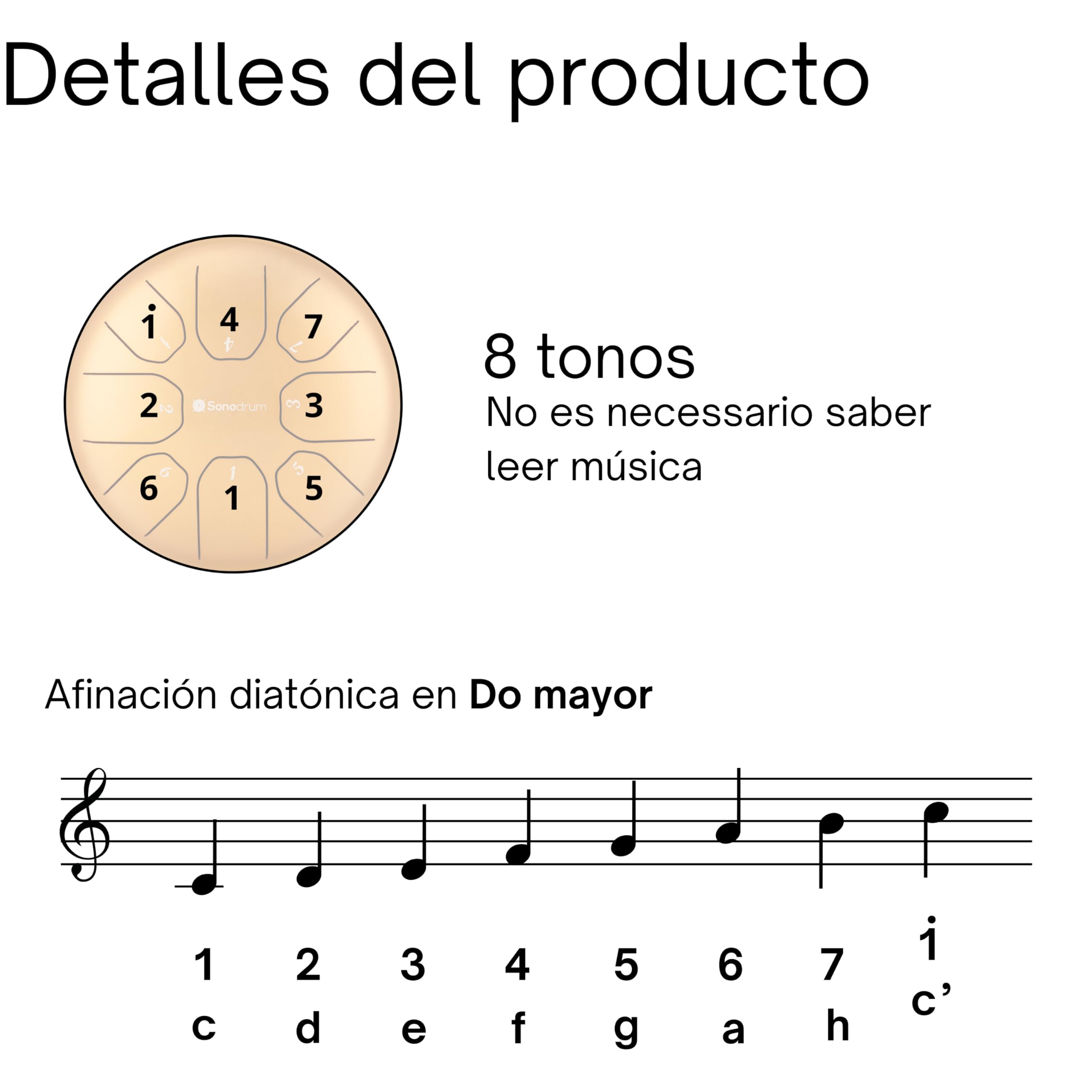 Tongue Drum “Standard C mayor” en rojo - diámetro 20cm y 8 notas. Steelpan con libro de música, bolsa y mallets. Instrumento de percusión Handpan para niños y adultos - Para meditación y yoga