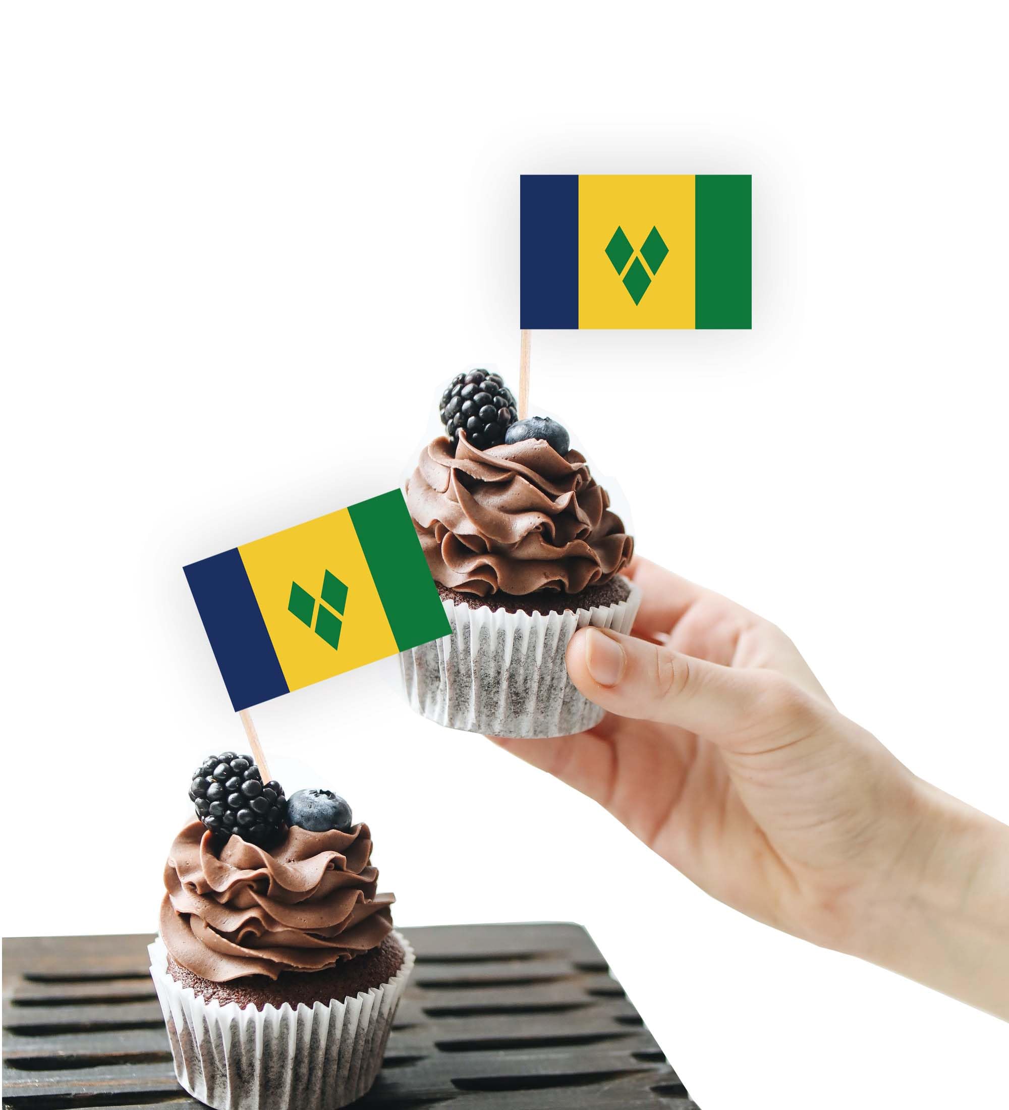 100PCS Saint Vincent Flag Cake Topper,Saint Vincent Cupcake Stand For Party Decoration Supplies — image 1