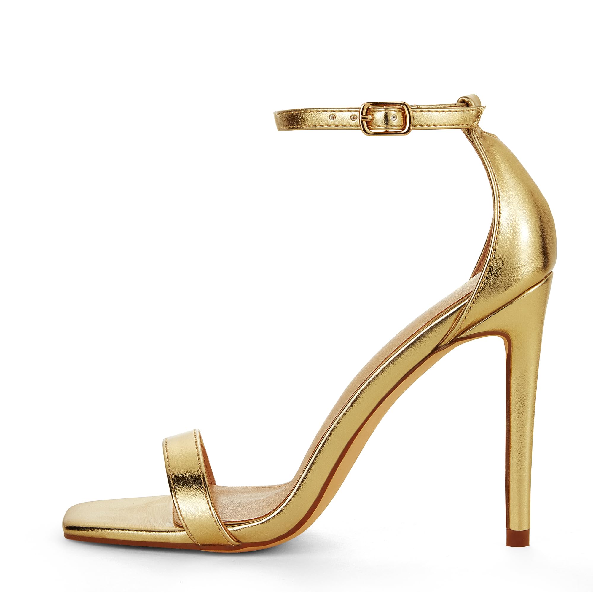 Zhabtuc Décolleté con tacco alto da donna, punta aperta quadrata, cinturino alla caviglia, tacco alto da 11 cm, scarpe eleganti e comode,36-42 EU