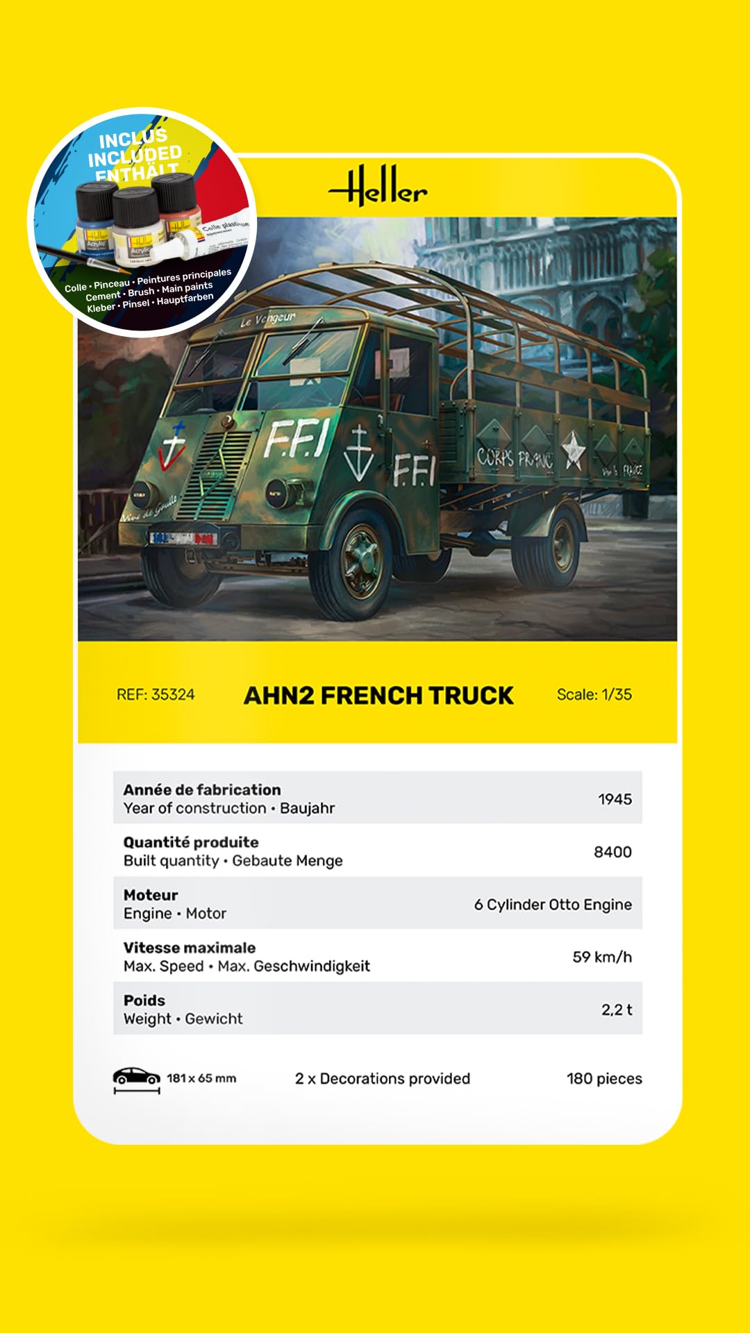 HELLER - Maquette Camion Starter Kit Ahn2 French Truck |heller|35324| 1:35