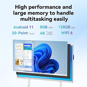 70 Inch 4k Smart Board Touch Screen Interactive whiteboard,40 Point Touch Digital whiteboard, Interactive whiteboard Display & Smart Board for Classroom and Office use,