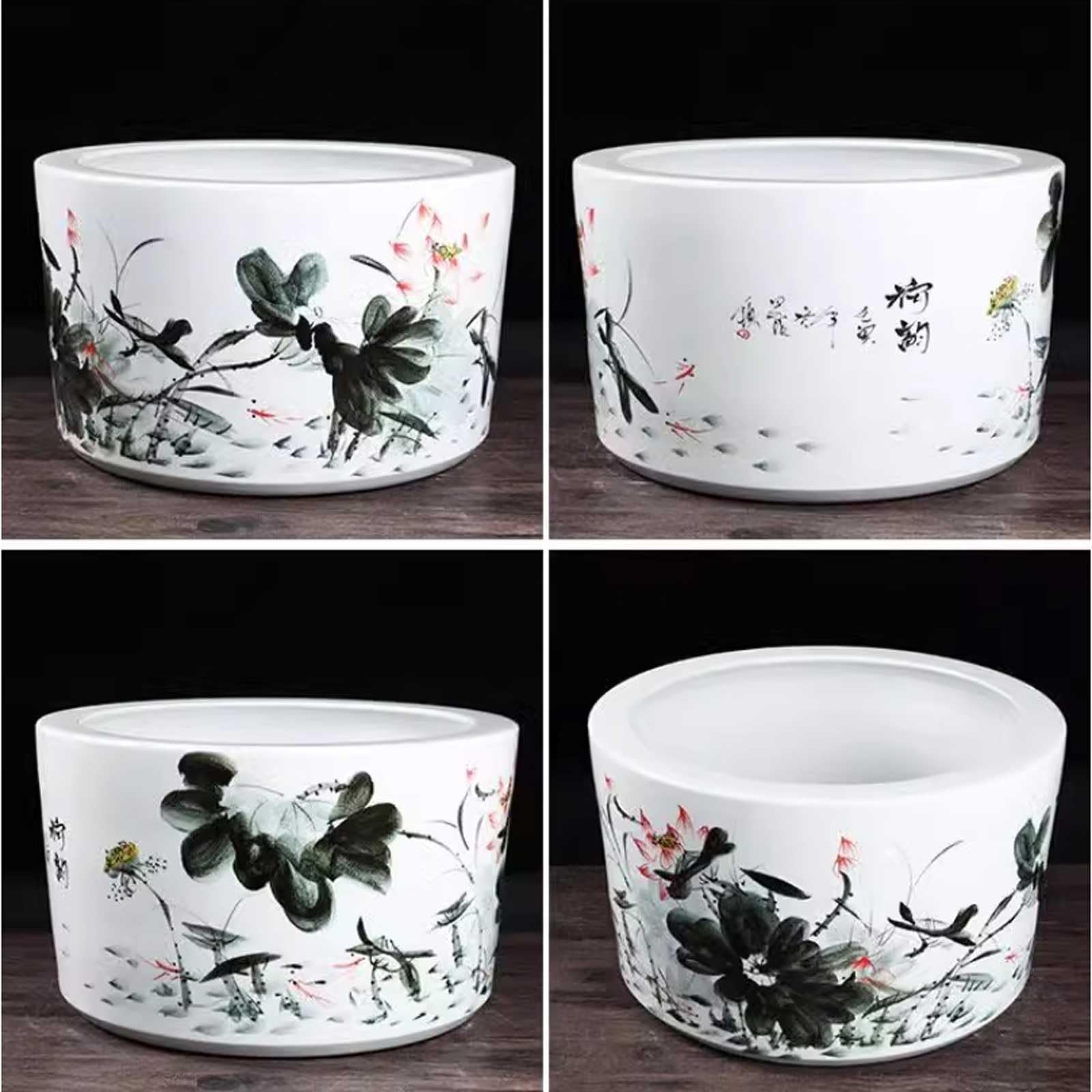 pecera Pecera de cerámica Jingdezhen, Cuenco for Tortugas, decoración for el hogar, Sala de Estar, Escritorio, jardín al Aire Libre, terraza, pecera Decorativa Acuario(42x27cm)