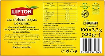 Lipton Doğu Karadeniz Demlik Poşet Çay, 100'lü, 320g