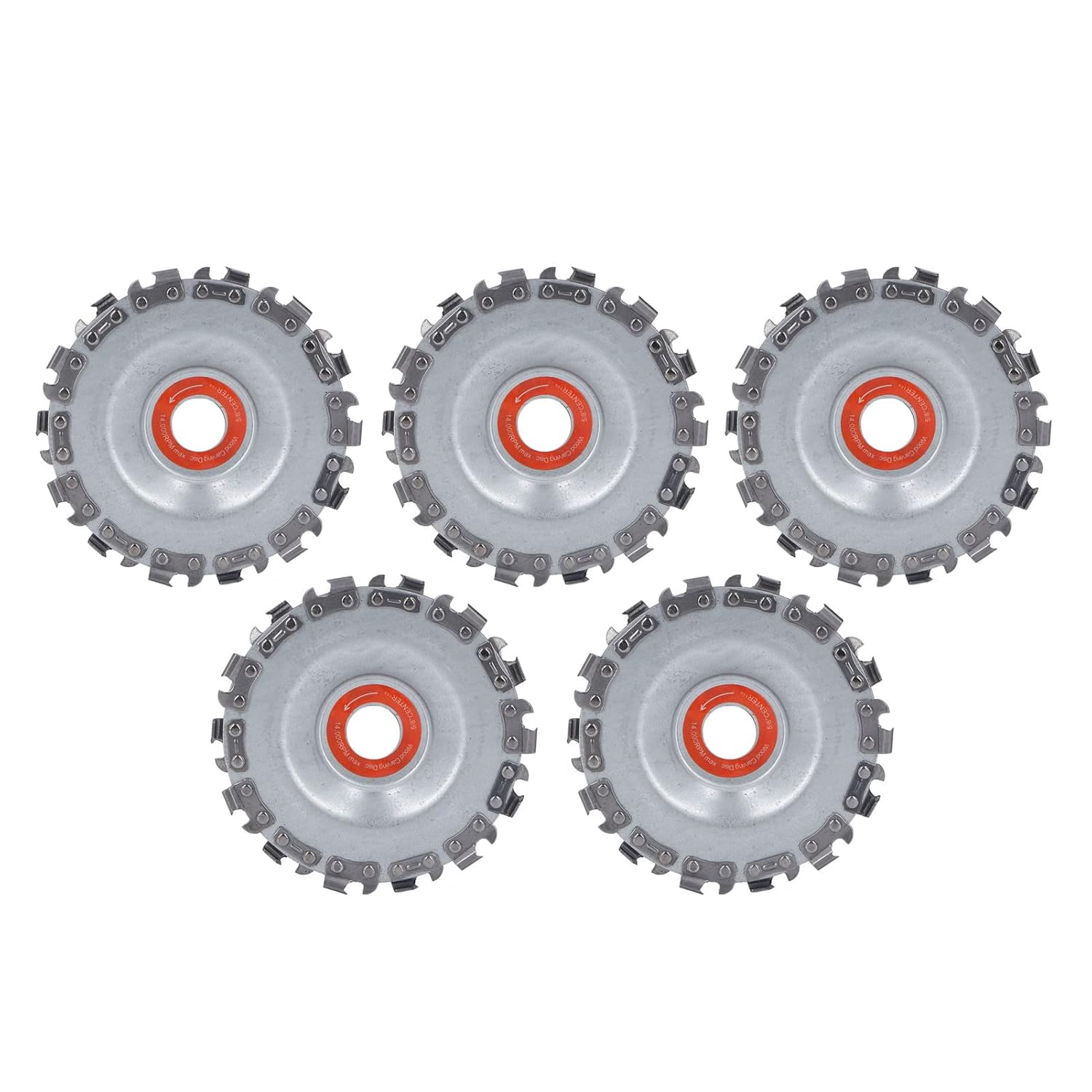 Stump Grinder, 5 Pieces Wood Carving Chain Disc Saw Blade Grinder Wood Carving Disc for Angle Grinder Grinding Shaping Attachment Circular Chainsaw Wheel