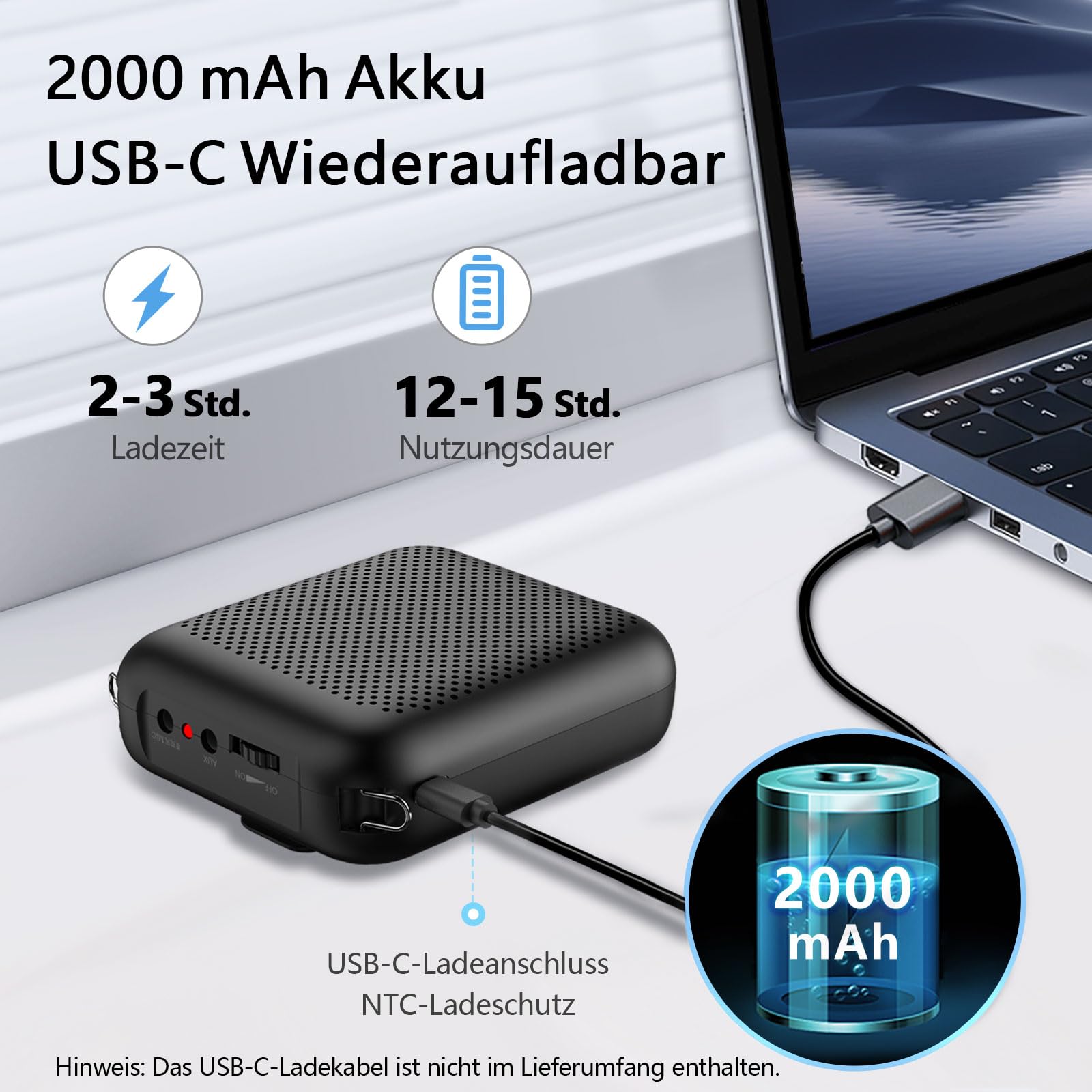 Norwii Sprachverstärker, PA-Endstufen, Tragbares Mini-Kabelmikrofon-Headset für Lehrer im Klassenzimmer und bei Vorlesungen im Freien, Unterricht, Reiseleiter, USB-C-aufladbar