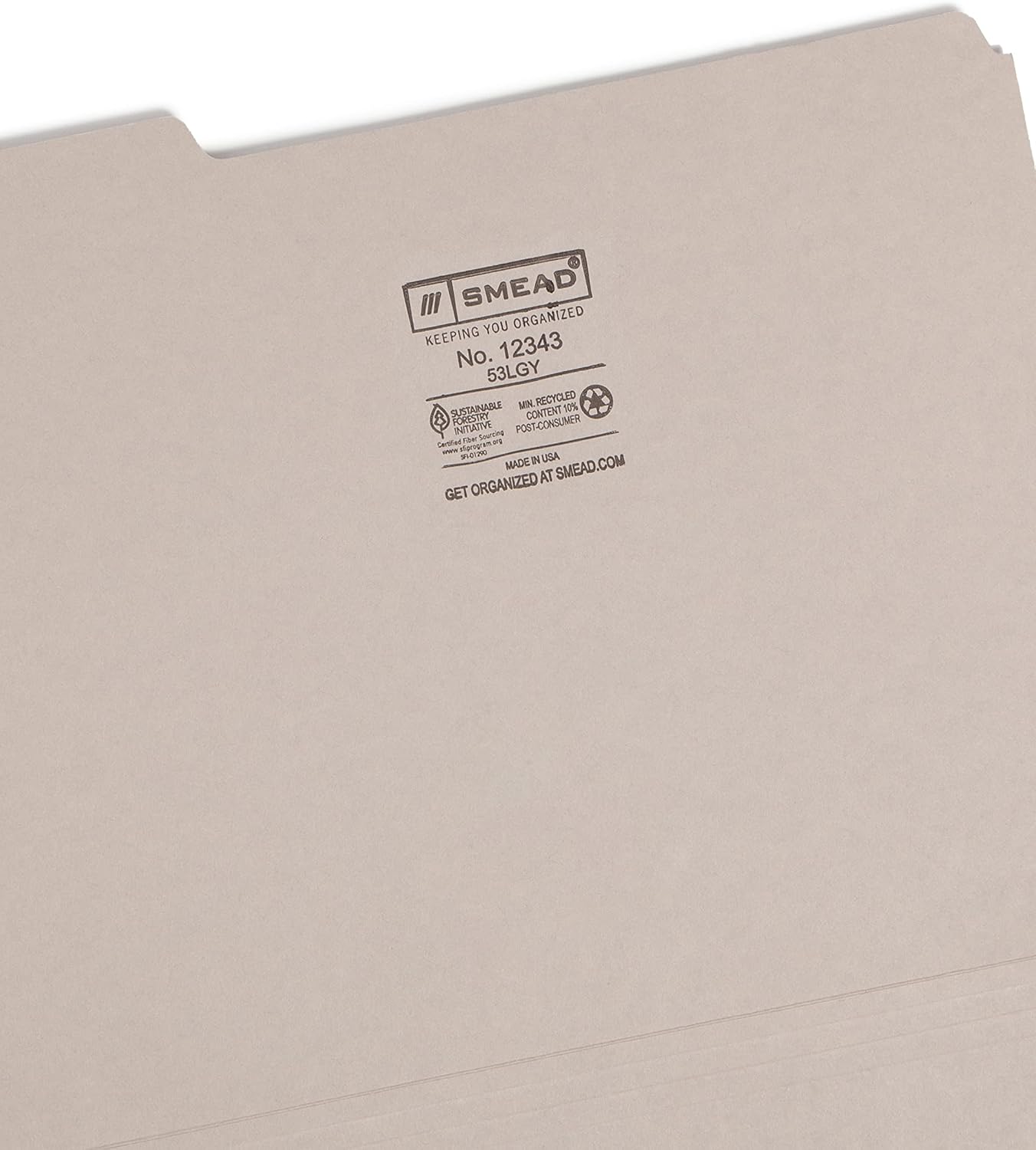 Smead Colored File Folder, 1/3-Cut Tab, Letter Size, Gray, 100 per Box (12343)