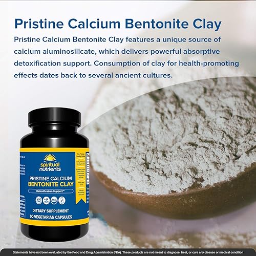 Miniatura 5 de Arcilla de bentonita de calcio prístina | Desintoxicación de todo el cuerpo, con aluminosilicato de calcio | Sin OMG, vegana | 90 cápsulas