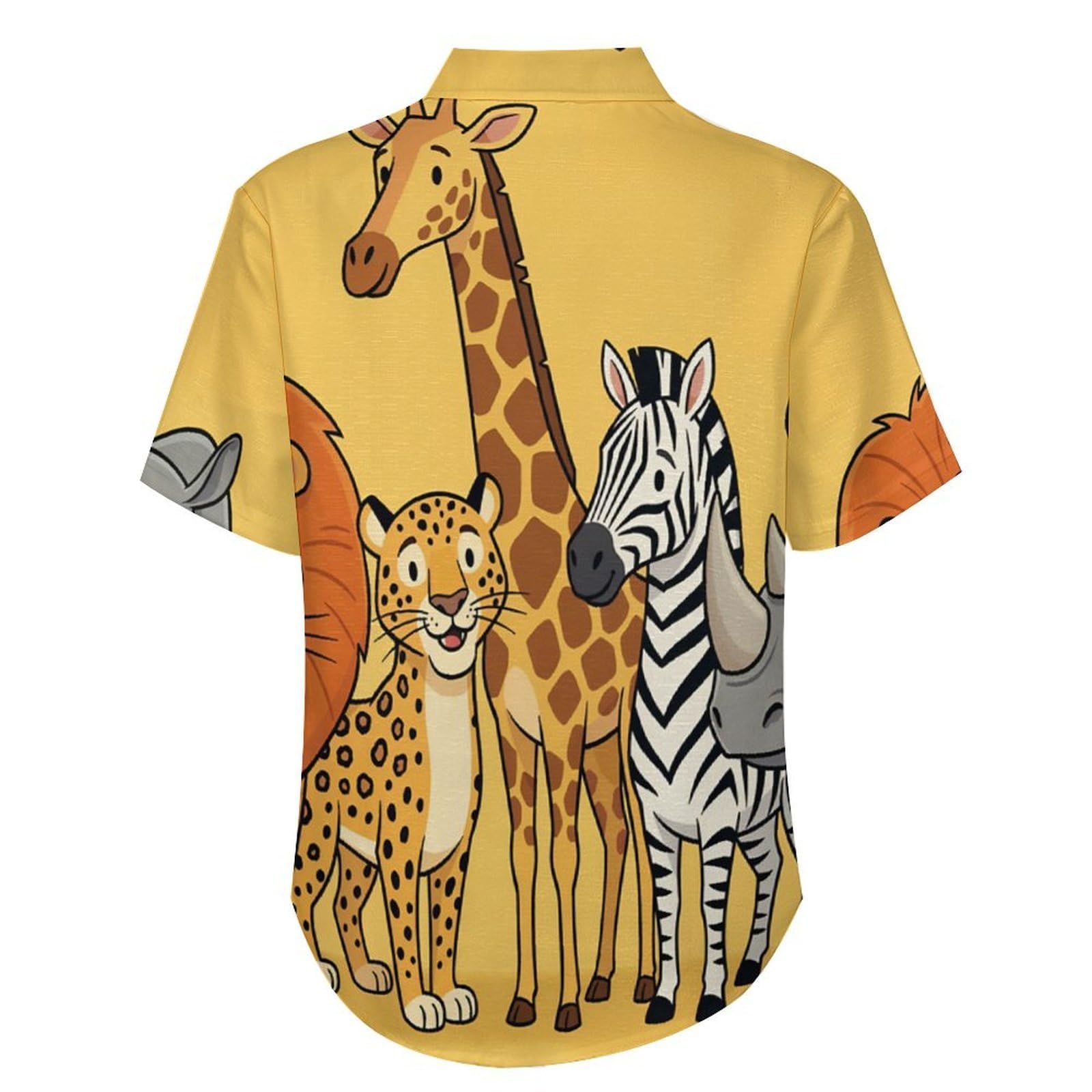 Camicie da Uomo a Maniche Corte con Stampa della Animali dello Zoo Cartoni Animati, Casual Leggere Bottoni Camicia con Tasca Frontale, per Vacanze Spiaggia Estate