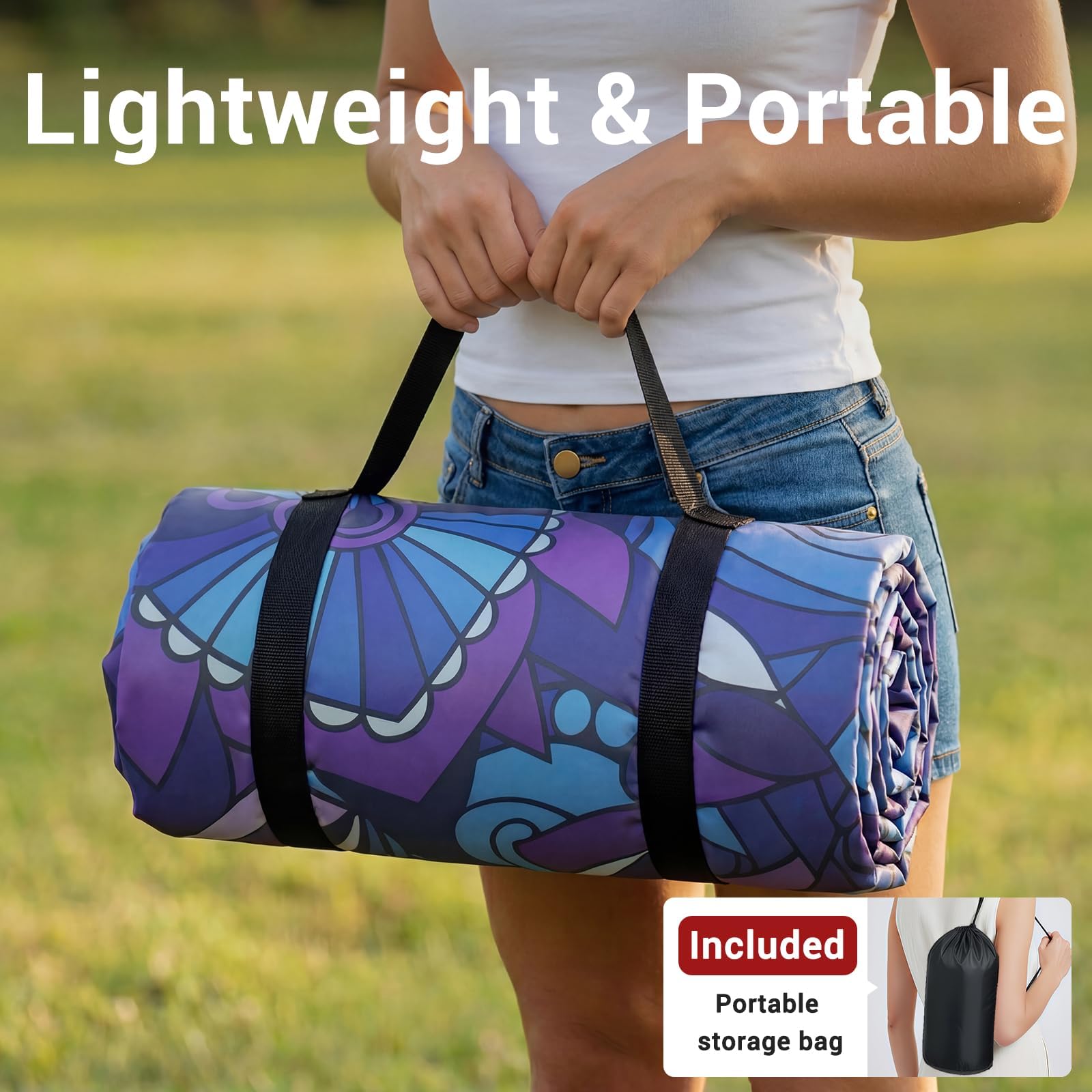 Manta de Picnic para Playa, 152 x 203 cm, Impermeable, a Prueba de Arena, Extra Grande, tapete para Exteriores, para césped, Camping, artículos Esenciales, Accesorios de Viaje, Equipo de