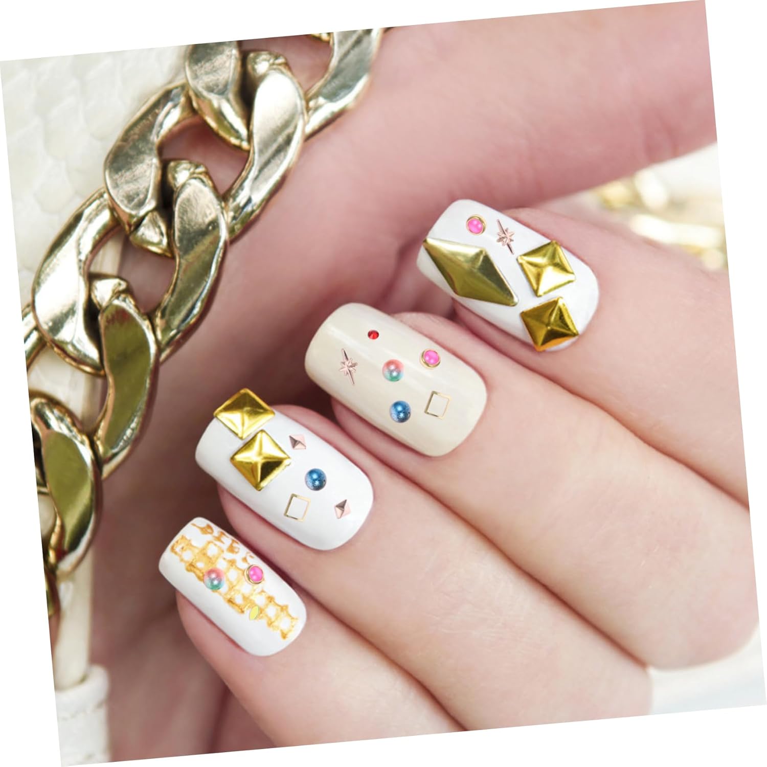 9pcs Nail Art Supplies Set with Pearls Rhinestones Sequins Elegant Nail Charms for Crafts Personalization