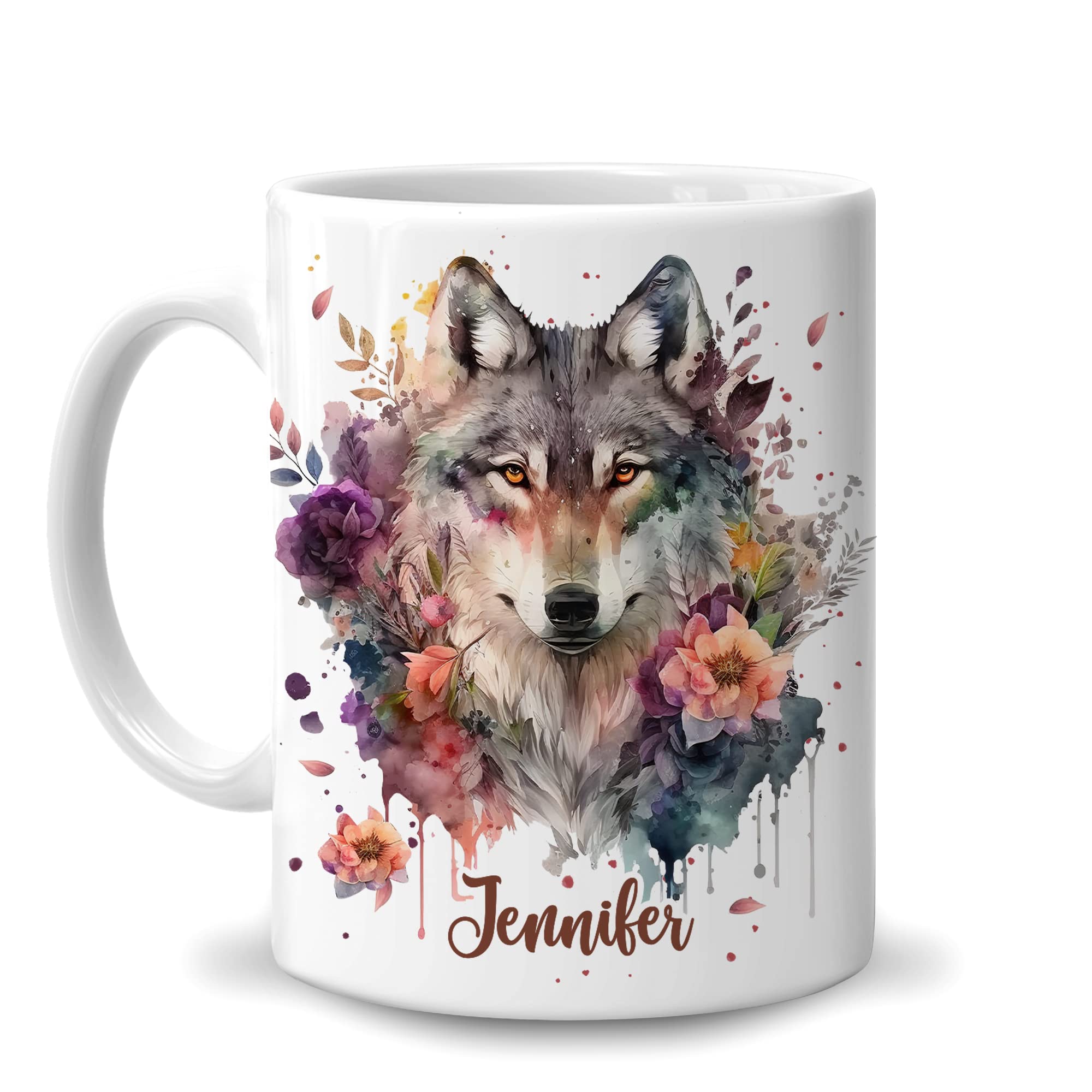 Amazon.com: Hyturtle Personalized Wolf Coffee Mug Gifts For Wolves Lovers  Wild Animal Lovers, Mothers Day Birthday Christmas Gift for Women Daughter  Wife, Floral Custom Name 11oz 15oz White Ceramic Coffee Tea Cup :