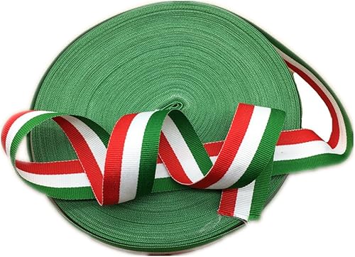 Miniatura 3 de Cinta de grogrén rojo, blanco y verde, con bandera italiana, cinta patriótica para decoración de fiestas de Navidad, vacaciones, 50 yardas