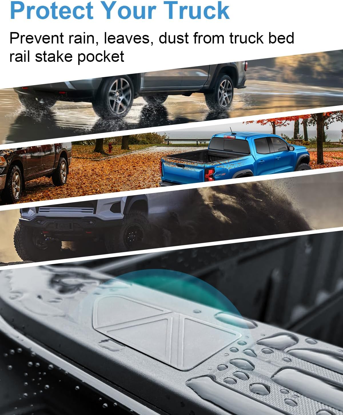 Bed Rail Silicone Stake Pocket Covers Compatible with 2023 2024 2025 2026 Chevy Colorado/GMC Canyon,Truck Exterior Accessories Insert Hole Caps Plugs(2PCS)