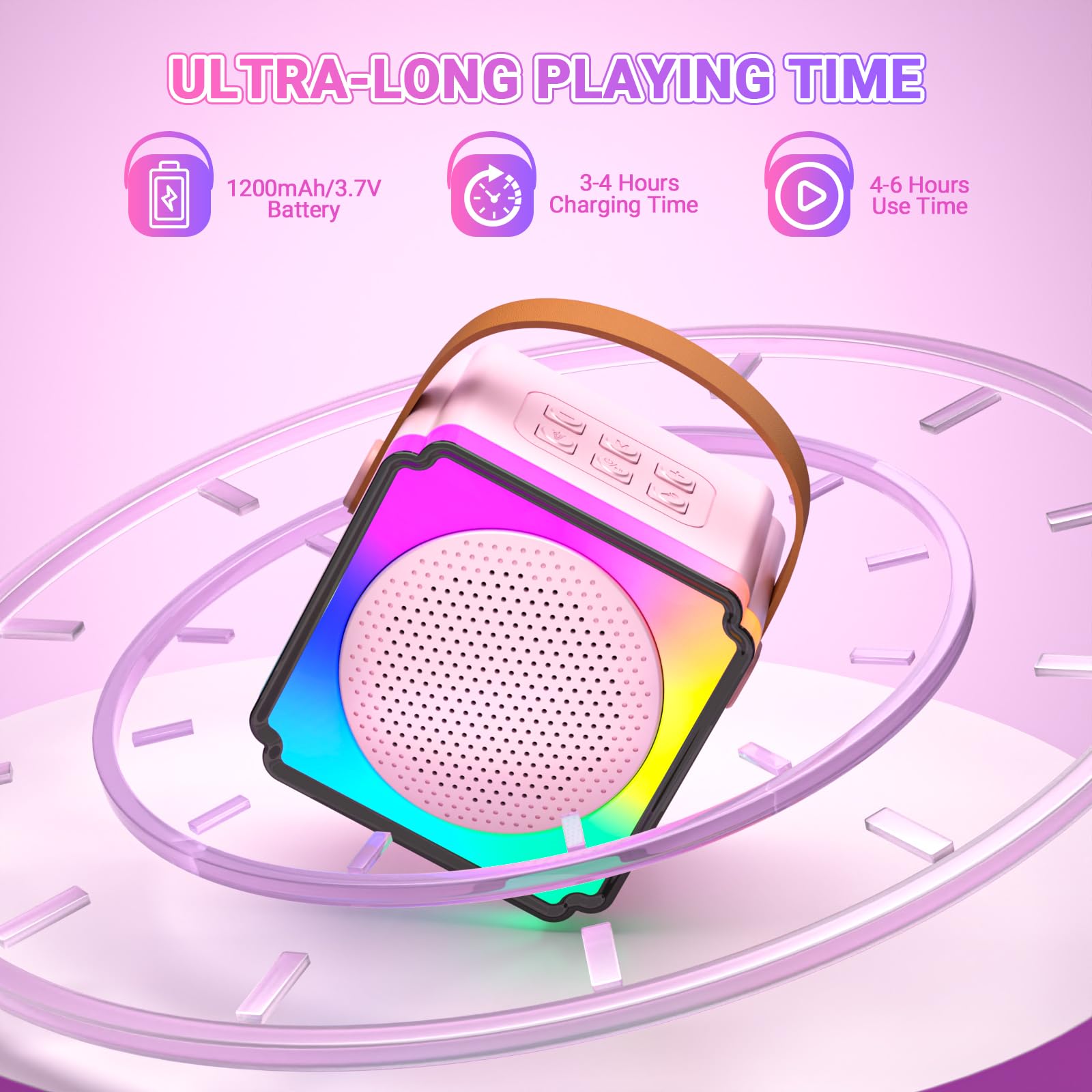 Machine Karaoké Ankuka Avec 2 Micros Sans Fil - LED + Effets Voix - Bluetooth 5.0