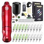 Dragonhawk Cordless Tattoo Gun Machine Kit - Rotary Tattoo Pen with 20 Pro Needles Lightweight Design Complete Tattoo Kit Supplies for Beginners