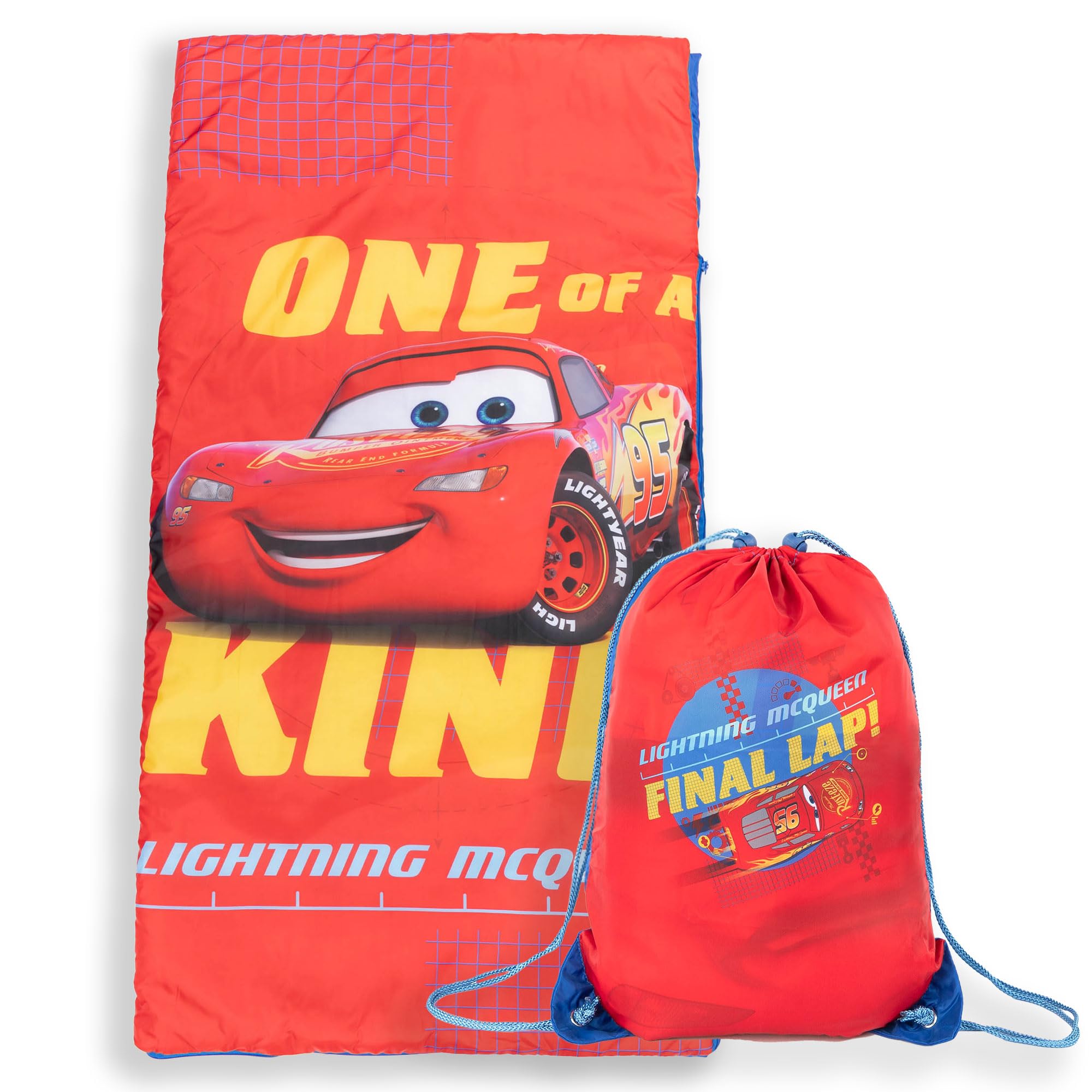 Jay Franco Disney Pixar Cars One of A Kind Slumber Sack - Cozy & Warm Kids Lightweight Slumber Bag/Sleeping Bag - Featuring Lighting McQueen (Official Disney Product)