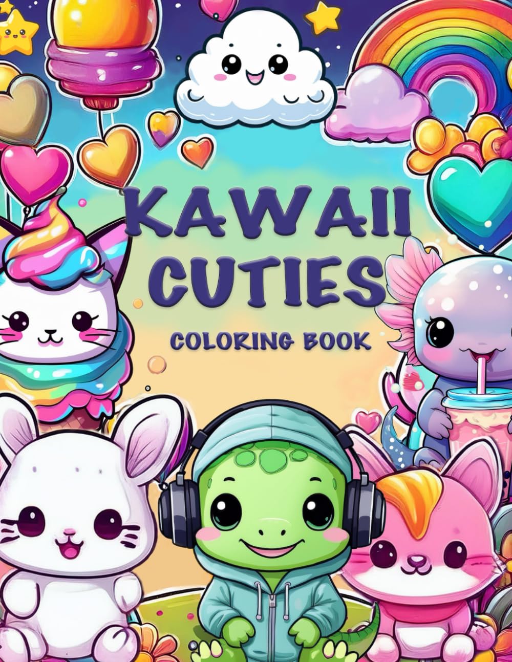 Kawaii Cuties Coloring Book: Relaxation and Mindfulness Kawaii Bold and Easy Coloring Pages for Kids, Tweens, Teens and Adults