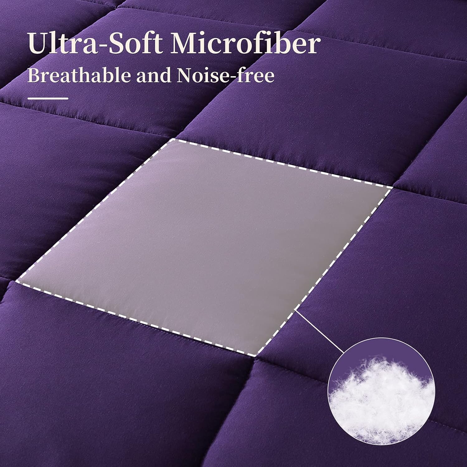 Cosybay 3 Piece Comforter Set- Quilted Ultra-Soft Microfiber- Lightweight Down Alternative Comforter with Shams- All-Season Bedding Set-Full, Purple : Home & Kitchen