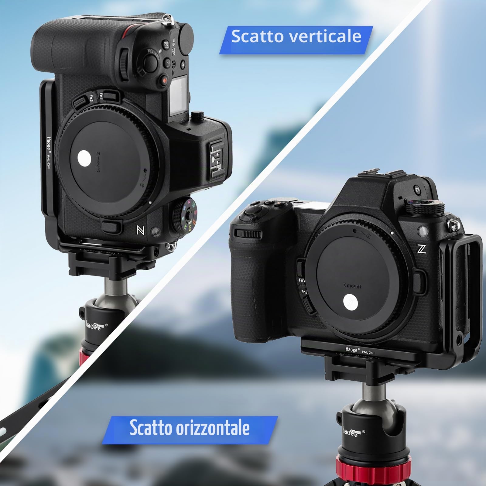 Haoge PNL-Z6II L Staffa per Nikon Z5 Z6 Z7 Z6II Z7II Z-Mount Camera, piastra a sgancio rapido compatibile stile Arca