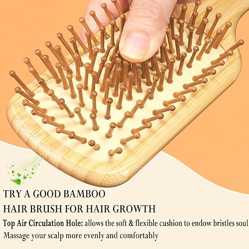 Miniatura 2 de Adevwair Cepillo de pelo - Cepillo de paleta de madera de bambú para mujeres y hombres masajear el cuero cabelludo aumentar el crecimiento del