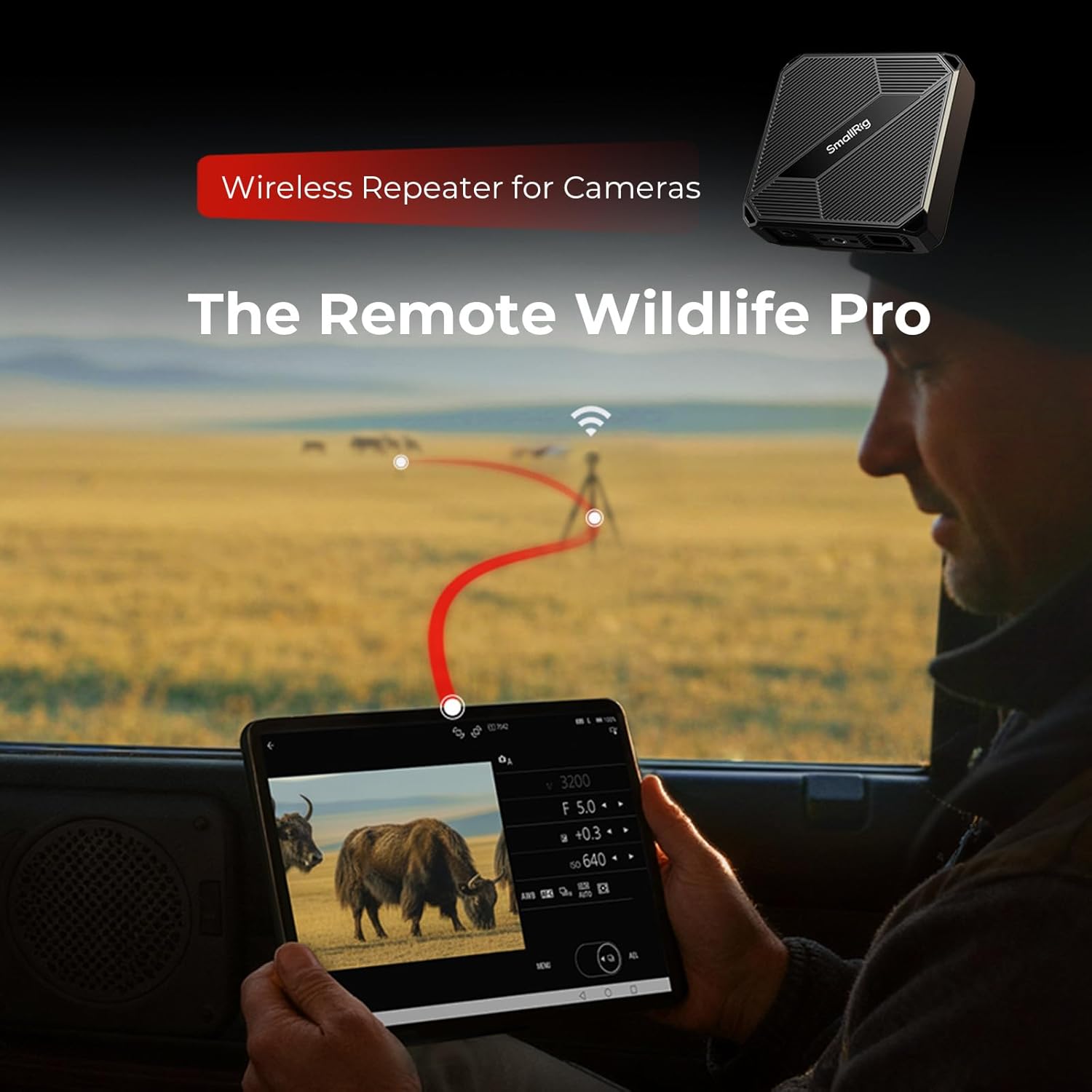 SmallRig Wireless Tethering Hub for Cameras, 500m/1640ft Wireless Camera Monitor & Repeater, Remote Control Camera via App for Wildlife Photography, for Sony for Canon for Nikon for Panasonic-5566