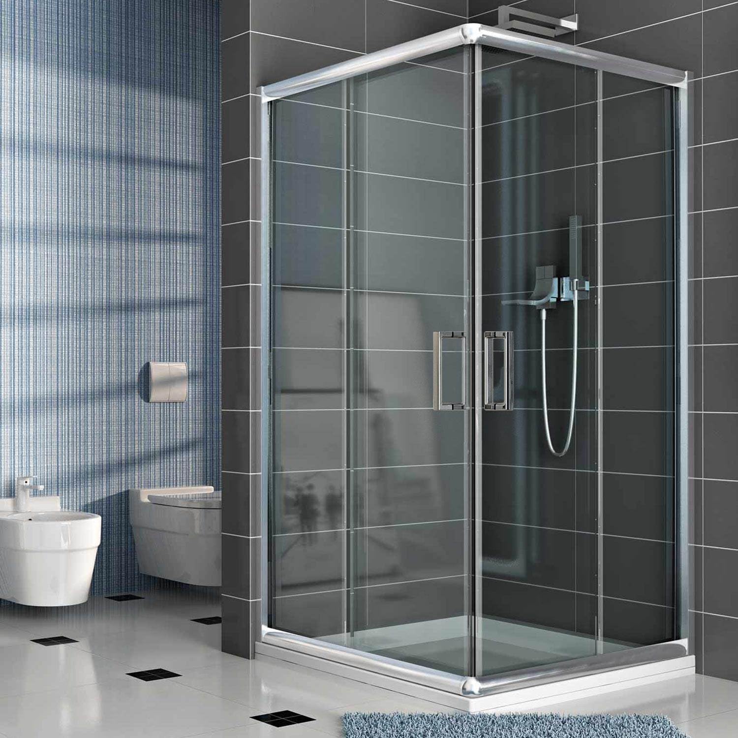 Box Doccia Rettangolare 80x120 H185 Trasparente 6mm mod. Alabama