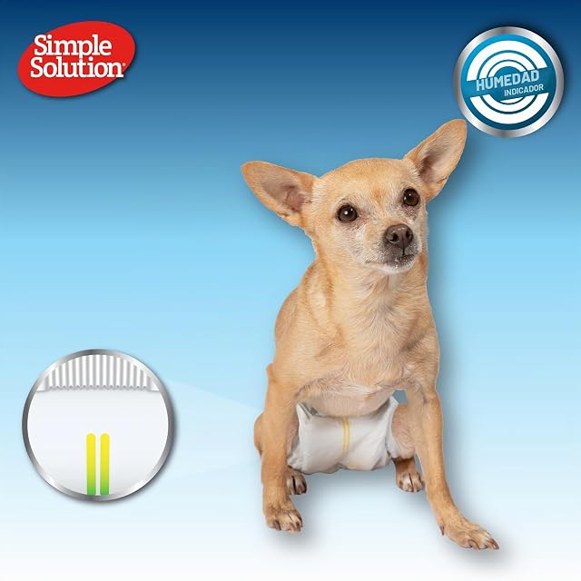 Foto 5 de 7 de Simple Solution Desechables Pañales para Perros Hembra, Ajuste Super Absorbente a Prueba de Fugas