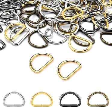 100 Pack 3/4" D Ring Metal Strap Sewing Hardware Buckles Accessories for Purse Bags Crafts Making Collars DIY Supplies Multicolor