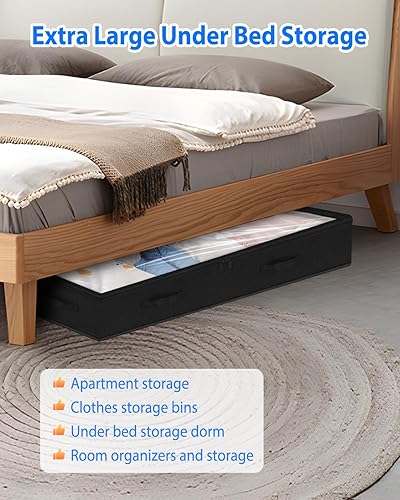 Miniatura 5 de Contenedores de almacenamiento debajo de la cama con tapas, juego de 2 contenedores de almacenamiento de bajo perfil debajo de la cuna con 3 asas,