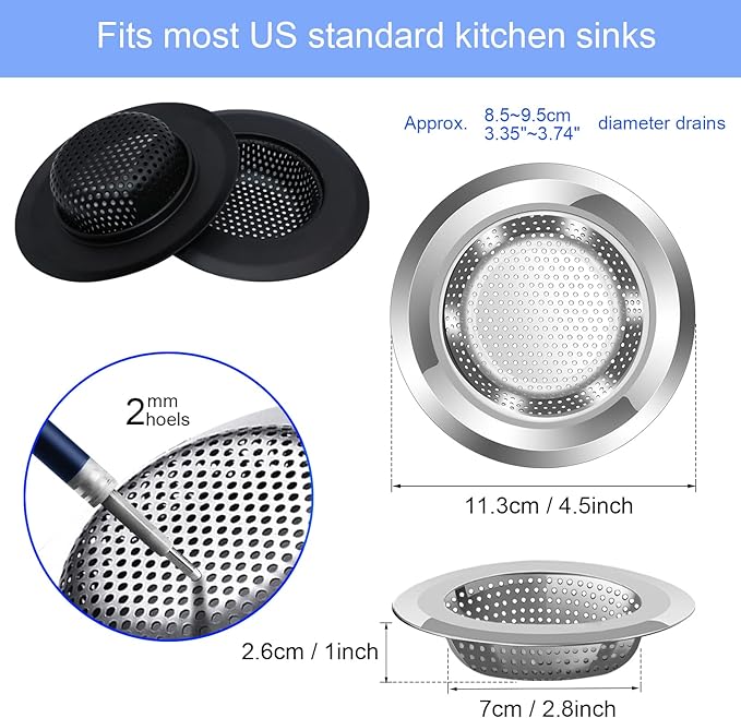 Colador para Fregadero de Cocina, 4 Pack de Acero Inoxidable miniatura 2