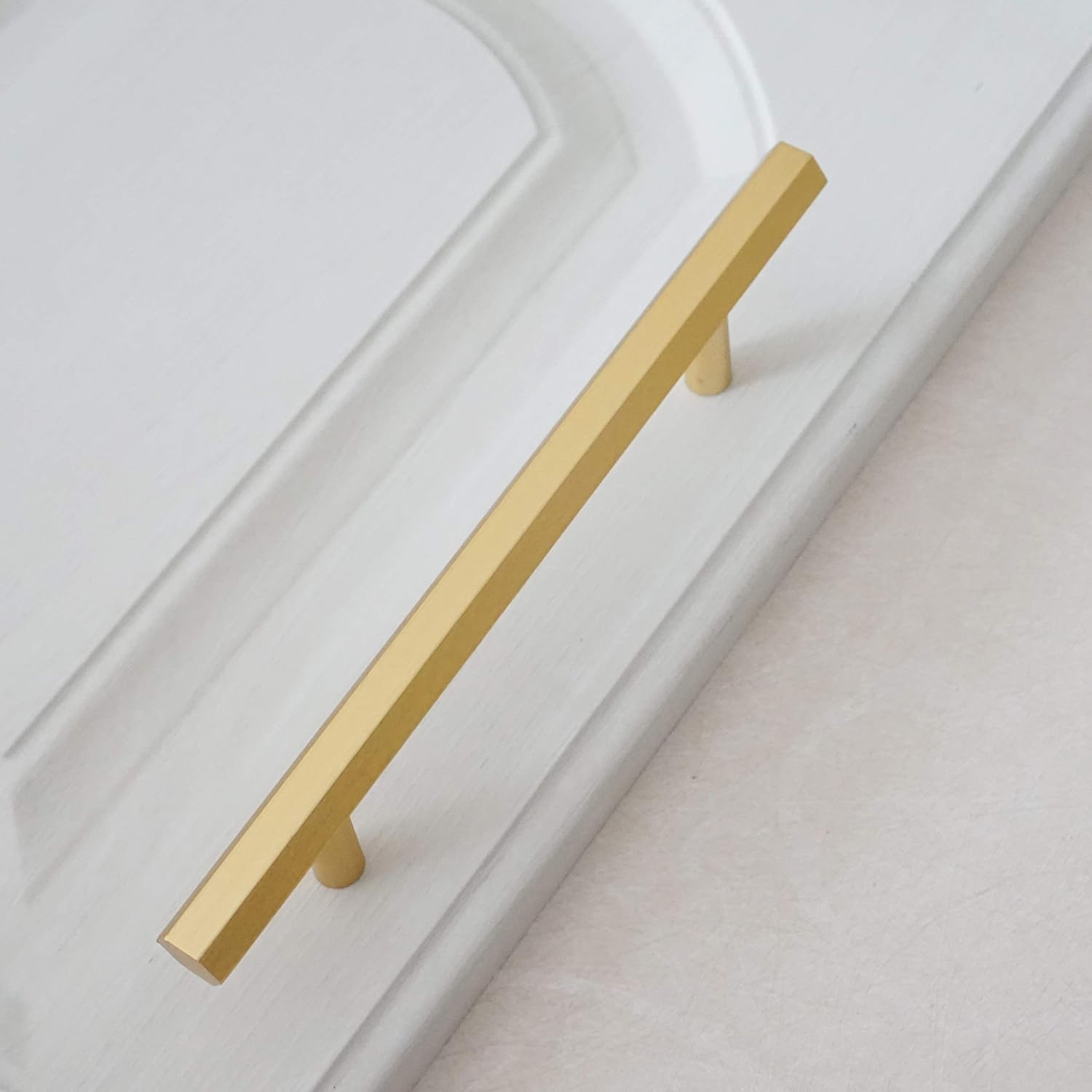 LBFEEL 3.78'' 5.0'' 6.3'' 7.55'' Drawer Pulls Hexagon Dresser Handles Gold Brass Modern Kitchen Cabinet Handles Hardware (3.78" Hole Centers)